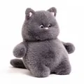 Gros plan détaillé d'une mignonne peluche de chat gris très douce avec yeux ronds - Chat Gris / Environ 4050 Cm