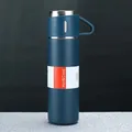 High-quality dark blue 304 stainless steel insulated thermos bottle with handle detail - Blue Cup