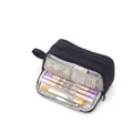 Trousse à crayons portable noire de grande capacité avec compartiments en filet - Trousse À Crayons Double Compartiment Et Double Fenêtre - Noire