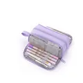 Trousse à crayons violette grande capacité avec plusieurs compartiments d'école - Trousse À Crayons À Double Compartiment Et Double Fenêtre - Violette