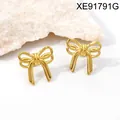 Elegante vergoldete Titanstahl-Ohrstecker in Schleifenform im französischen Stil - Goldener Französischer Bandstil (XE91791G)