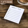 Bloc-notes adhésifs blancs pour planning hebdomadaire, 7,6x7,6 cm, bureau et école. - Modèle de Plan Hebdomadaire / 50 Feuilles