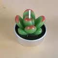Bougie en paraffine en forme de succulente réaliste dans un contenant en métal argenté - Style Succulente Vert et Rouge (14)