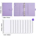 Set raccoglitore budget A5 viola con 10 buste trasparenti e dimensioni dettagliate in pollici - 10 Borse con Cerniera / Viola
