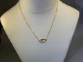 18K gold plated necklace with rectangular clear gemstone birthstone pendant - White