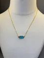 Elegante collana placcata oro 18 carati con ciondolo ovale in turchese per donna - Blu Naturale