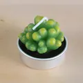 Bougie décorative en forme de succulente verte dans un photophore en métal argenté - Succulente à Texture Jaune Pointillée (27)