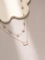 Set di collane a strati placcate in oro 18 carats con pietre naturali rosa - Set di gioielli in quarzo rosa