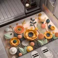 Dettaglio del tappeto da bagno in terra di diatomee 3D con trama assorbente antiscivolo - 40x60cm / Stile Floreale 3D 1
