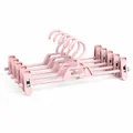 Nordisch rosa rutschfeste Hosenbügel mit verstellbaren Clips, 5er-Pack, 34x14,5 cm - Kunststoff-Gedippter Stil / 34x14.5cm / Rosa (Kunststoff-Stil)