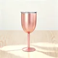 Geïsoleerde roestvrijstalen wijnbeker in roségoud met een handig lekvrij deksel - Roségoud / 10oz