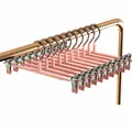Cherry blossom pink non-slip pant hangers with stainless steel clips for clothes storage - Dipped Stainless Steel Style / Pink