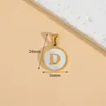 Gold stainless steel initial necklace with white round D pendant and 16x24mm dimensions - Letter D / Height 16 * Thick 1.4mm