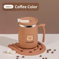 Taza de café térmica de 500ml en acero inoxidable 304 con asa de color café mate - Estilo básico / Café