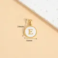 Elegant stainless steel gold round pendant featuring white enamel and letter E - Letter E / Height 16 * Thick 1.4mm