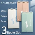 Set of 3 A7 portable English vocabulary notebooks with Ebbinghaus memory curve flaps - Pack of 3 / 白色,绿色,咖色