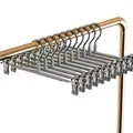 Quiet gray non-slip pants hangers with stainless steel clips for durable closet storage - Dipped Stainless Steel Style / Gray (Single)