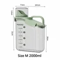 Medium 2000ml airtight pet food storage container with handle and size dimensions - M / 2000ml / Green