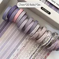 Set of 20 rolls of purple vintage pattern washi tape 7mm width for DIY scrapbooking - 20 Rolls Box / Purple