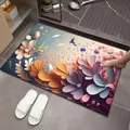 Premium non-slip diatom mud bath mat with vibrant 3D floral pattern for bathroom - 3D Floral Style 10