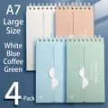 Set of 4 portable A7 spiral vocabulary notebooks with flip cover for Ebbinghaus memory method - 4-book Set / 白色,蓝色,咖色,绿色