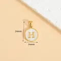 Gold plated stainless steel round pendant with white shell inlay and letter H, 24x16mm - Letter H / Height 16 * Thick 1.4mm