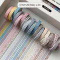 Set of 20 rolls of 7mm vintage pattern washi tape for DIY scrapbooking and journals - 20 Rolls Box / Lovely Pink