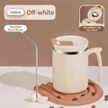 Premium off-white 500ml stainless steel coffee mug with straw and integrated storage lid - With Straw / Off White
