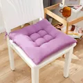 Square purple brushed chair cushion with tufted design and ties for dining chairs - Light Purple / 40x40cm
