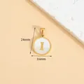 Gold-plated stainless steel circular pendant with white shell inlay and letter I detail - Letter I / Height 16 * Thick 1.4mm