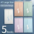 Set of five A7 size spiral vocabulary notebooks in five pastel colors for memory study - 5本装 / 白色,蓝色,咖色,绿色,紫色