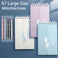 Set of 3 Portable A7 Large Vocabulary Notebooks in White Blue and Purple with 5 Matching Pens - 3本装送5支刷题笔 / 白色,紫色,蓝色