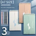 Set of 3 A7 portable Ebbinghaus memory curve word books with 5 Morandi color pens - 3本装送5支刷题笔 / 白色,绿色,咖色