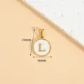 Elegant gold stainless steel letter L round pendant with white shell inlay, size 24x16mm - Letter L / Height 16 * Thick 1.4mm