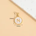 Elegant stainless steel gold round pendant with white shell inlay and letter N detail - Letter N / Height 16 * Thick 1.4mm