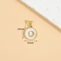 Elegant gold stainless steel round pendant with white shell inlay and gold letter O motif - Letter O / Height 16 * Thick 1.4mm