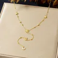 Vintage gold-plated lariat necklace with sun moon and star celestial charms - Y-Shape Vintage Celestial (N3972)