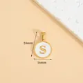 Gold stainless steel letter S pendant with white enamel inlay, 16mm diameter size - Letter S / Height 16 * Thick 1.4mm