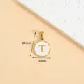 Elegant gold stainless steel necklace with white round 'T' initial pendant, 24x16mm - Letter T / Height 16 * Thick 1.4mm