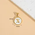 Gold stainless steel initial necklace with white round shell pendant featuring letter X - Letter X / Height 16 * Thick 1.4mm