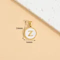 Dimensions shown: gold stainless steel necklace with white round pendant and letter Z - Letter Z / Height 16 * Thick 1.4mm