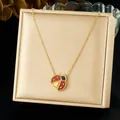 Vintage gold plated stainless steel link chain necklace with red enamel ladybug pendant - Red Black Enamel Ladybug (N3862)
