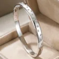 Elegante zilveren roestvrijstalen armband met gegraveerde sterpatronen en zirkonia-stenen - Ster Strass Stijl (39乙-E-1) / Staalkleur