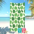 Serviette de plage en microfibre imprimée feuille de monstera pour les vacances d'été. - Feuillage Tropical Émeraude (3) / 50x100cm