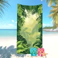 Asciugamano da spiaggia in microfibra con stampa di foglie tropicali di monstera - Foglie di Giungla Realistiche (6) / 50x100cm
