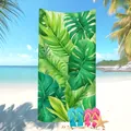Telo mare in microfibra con stampa di foglie di monstera verde per la vacanza al mare - Giungla Tropicale Fresca (15) / 50x100cm
