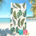 Asciugamano da spiaggia in microfibra con stampa tropicale di foglie di Monstera per vacanze - Punti Gialli Foglie Verdi (17) / 50x100cm