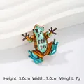 Vintage frog brooch pin with teal enamel and brown spots including size and weight data - DW1308 Spotted Frog