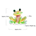 Detailed view of crystal frog brooch with dimensions 4x3.6cm and alloy material info - YNCP3879 Sitting Frog