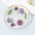 Sottobicchiere in resina trasparente fatto a mano con veri fiori secchi e foglie d'oro - Fiori secchi viola